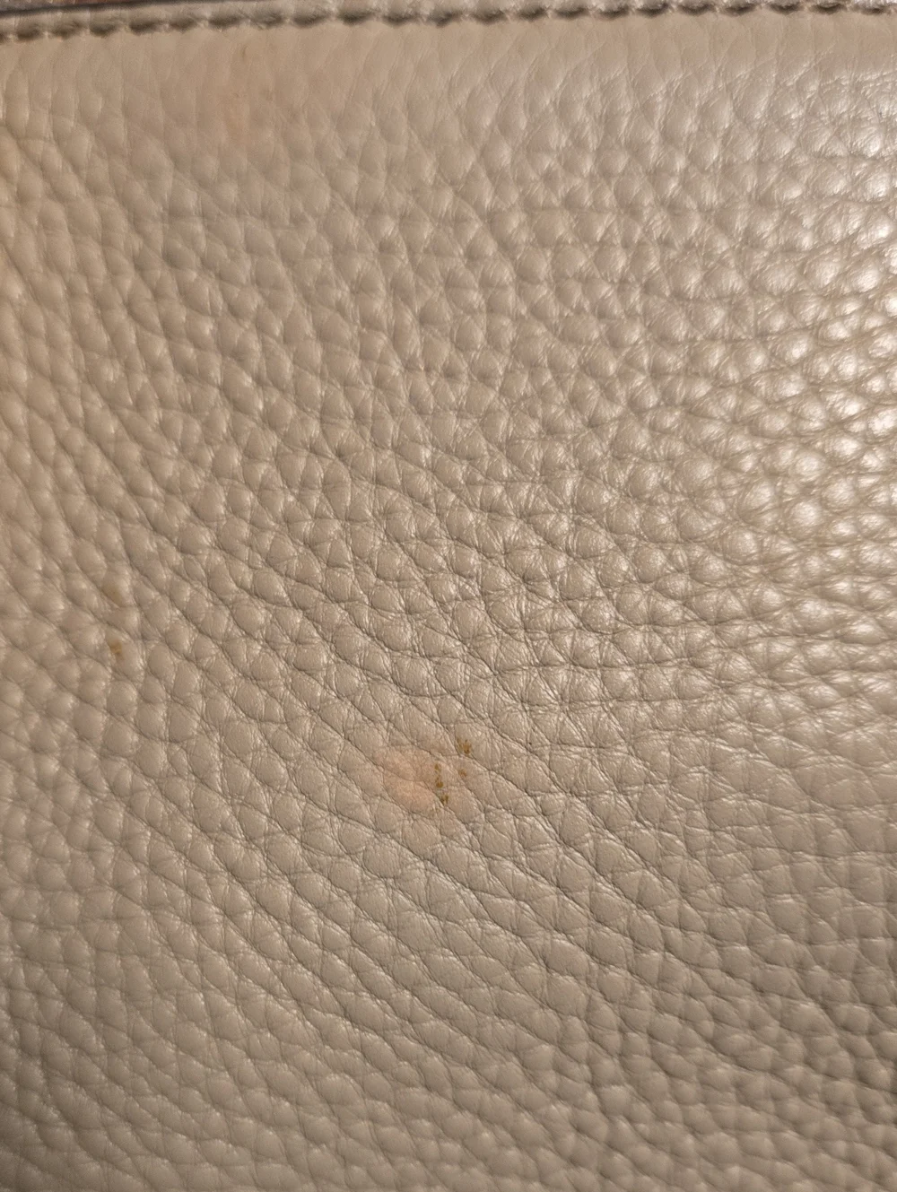 MCM Pebbled Taupe Leather Satchel with Gold Plaque